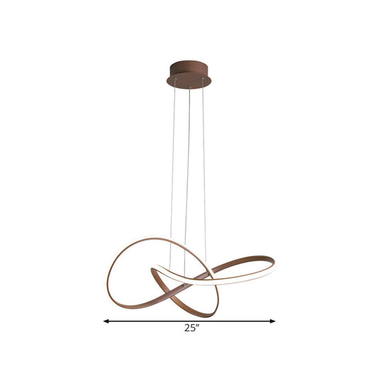 Contemporary Twine Metallic Ceiling Chandelier Led Pendant Lamp - 21’/25’ Wide Warm/White Light