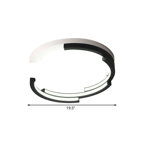 C-Shaped Led Flushmount Ceiling Light Minimalist Acrylic 16/19.5 Wide Black/White 3 Color