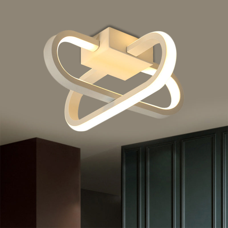 Modern Hotel Led Flush - Mount Ceiling Lamp In Black/White With Acrylic Shade - Warm/White Light