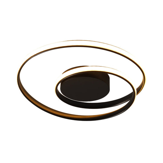 Contemporary Led Ceiling Flush Mount In Black/White - 18’/23.5’ Wide With Warm/White Light