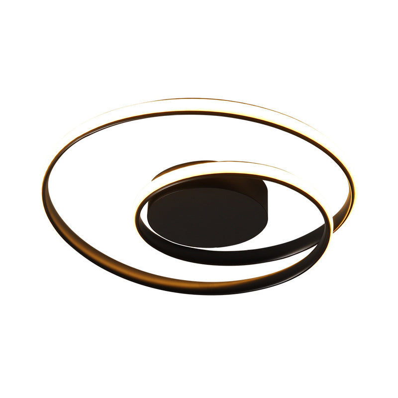 Contemporary Led Ceiling Flush Mount In Black/White - 18/23.5 Wide With Warm/White Light