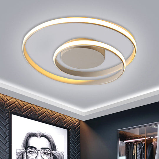 Contemporary Led Ceiling Flush Mount In Black/White - 18’/23.5’ Wide With Warm/White Light