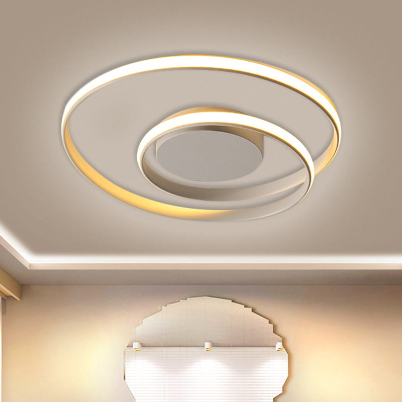 Contemporary Led Ceiling Flush Mount In Black/White - 18’/23.5’ Wide With Warm/White Light