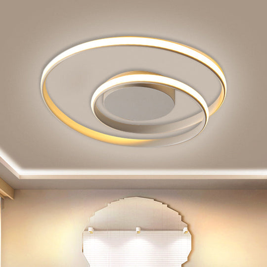 Contemporary Led Ceiling Flush Mount In Black/White - 18/23.5 Wide With Warm/White Light