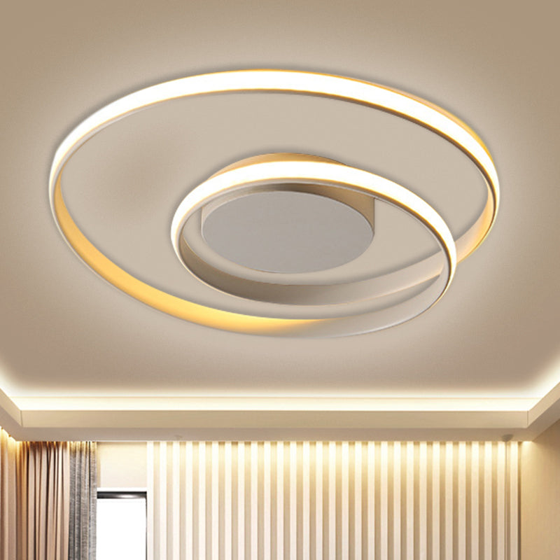 Contemporary Led Ceiling Flush Mount In Black/White - 18’/23.5’ Wide With Warm/White Light