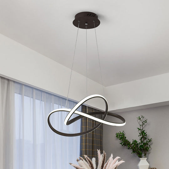 Contemporary Led Chandelier Black/White Ceiling Lamp With Metallic Shade In Warm/White Light