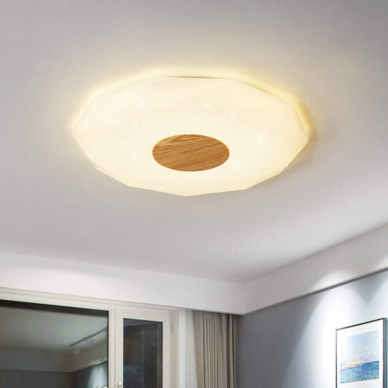 Modern Polygon Acrylic Flush Mount Led Ceiling - 14.5/18.5/22.5 Width Warm/White Light Option White