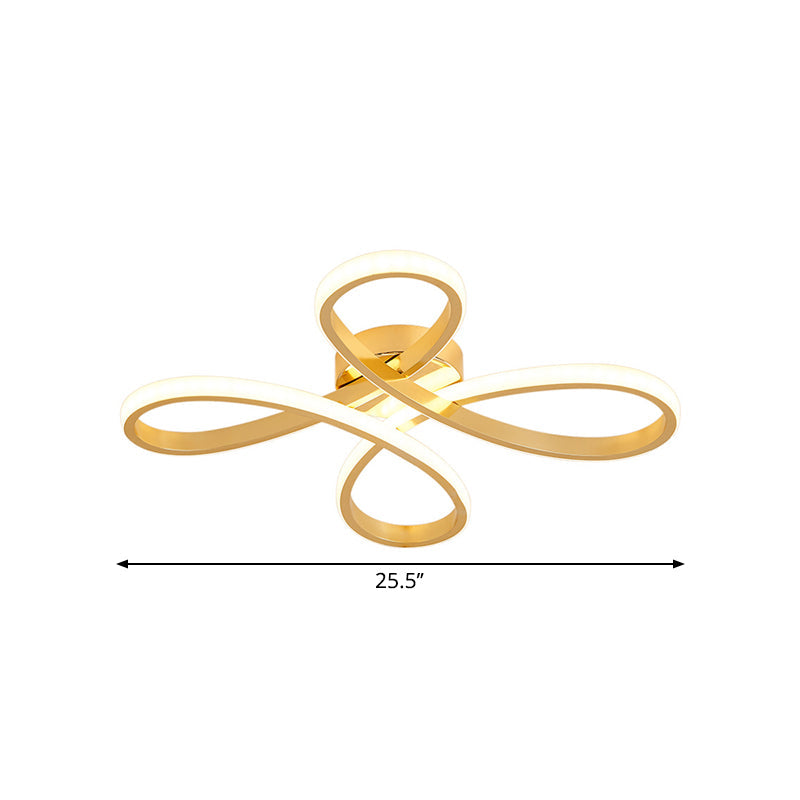 Chinese Knot Modern Metallic Led Gold Semi Flush Ceiling Lamp Warm/White Light 19.5’/25.5’ Wide