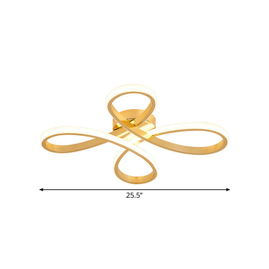 Chinese Knot Modern Metallic Led Gold Semi Flush Ceiling Lamp Warm/White Light 19.5’/25.5’ Wide