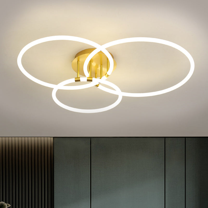 Sleek Acrylic Circle Led Ceiling Light In Warm/White - Modern Semi Flush Mount 23’/34.5’ Wide