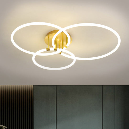 Sleek Acrylic Circle Led Ceiling Light In Warm/White - Modern Semi Flush Mount 23’/34.5’ Wide