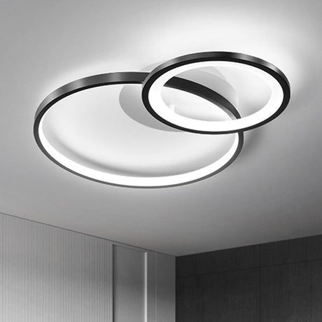 16/19.5 Minimal Iron Bedroom Led Ceiling Mount Lamp - Warm/White Light Black