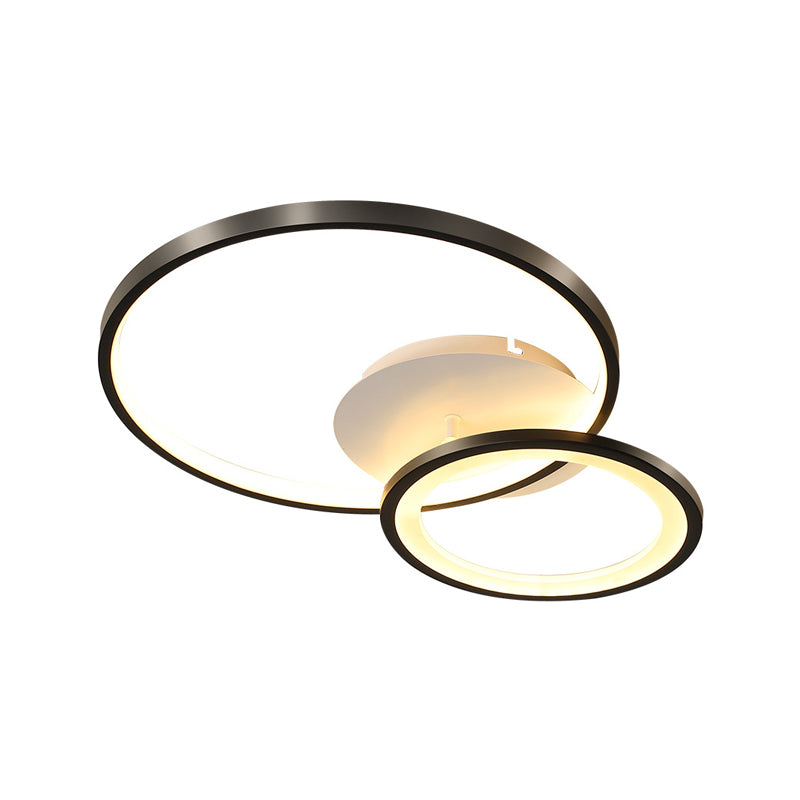 16’/19.5’ Minimal Iron Bedroom Led Ceiling Mount Lamp - Warm/White Light Black
