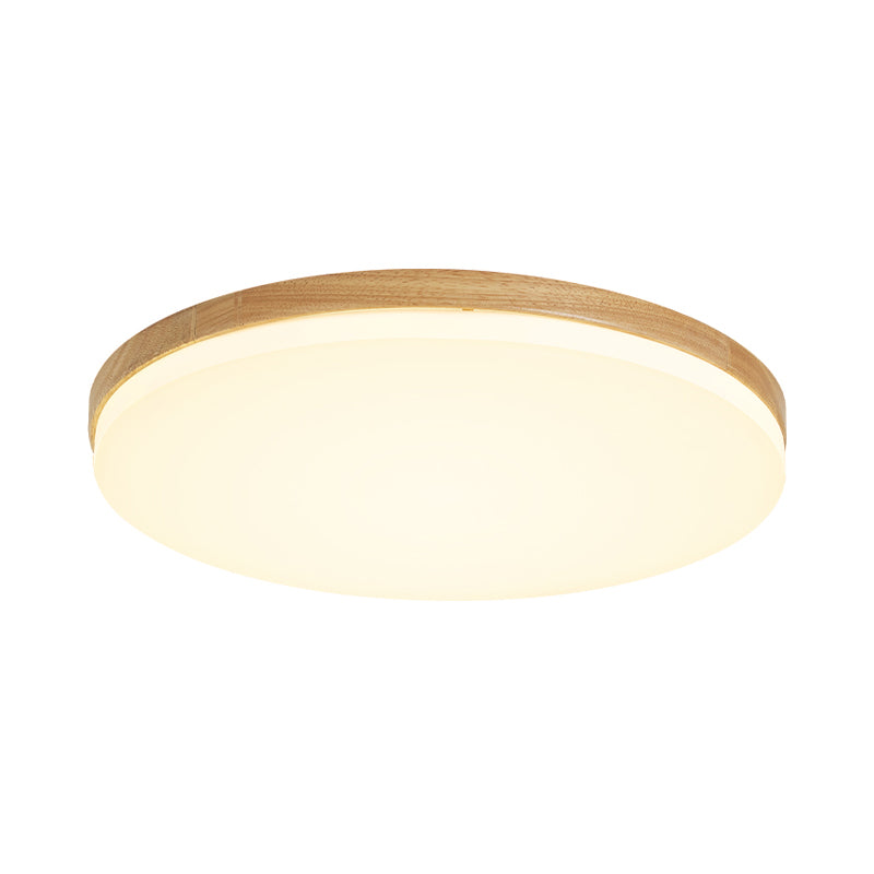 Minimalistic Led Flush Mount Bedroom Light In Beige With Circular Acrylic Shade 10’/15’/19’ W