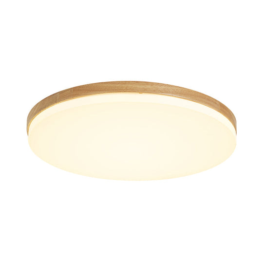 Minimalistic Led Flush Mount Bedroom Light In Beige With Circular Acrylic Shade 10’/15’/19’ W