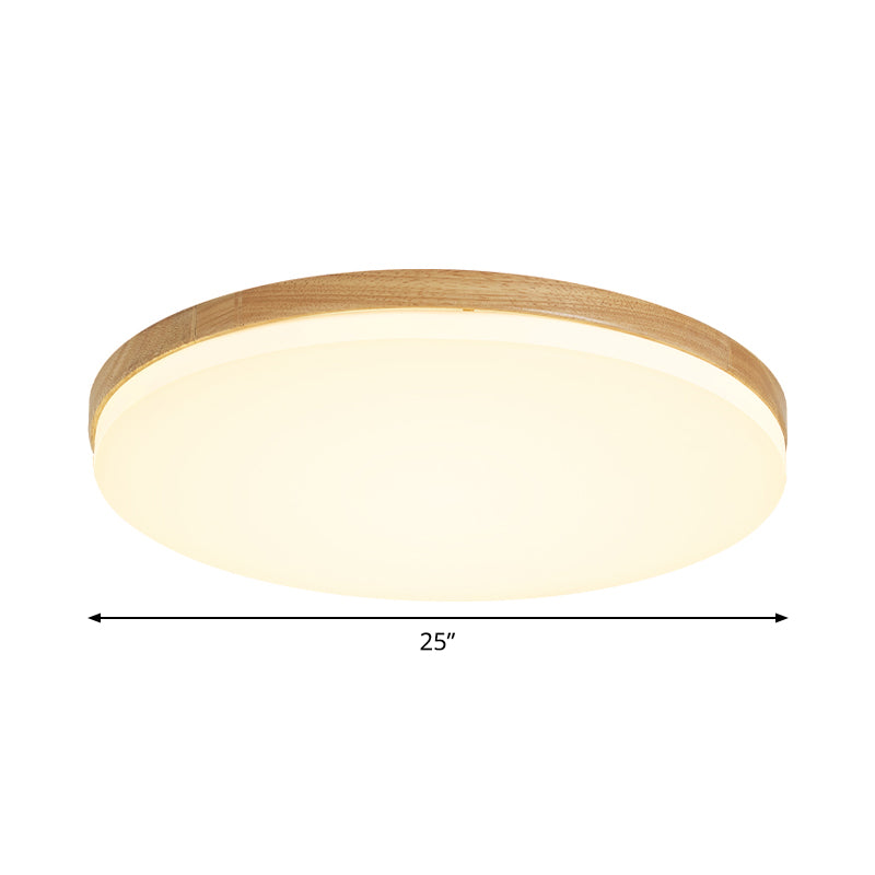 Minimalistic Led Flush Mount Bedroom Light In Beige With Circular Acrylic Shade 10’/15’/19’ W