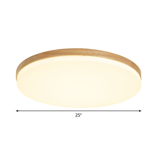 Minimalistic Led Flush Mount Bedroom Light In Beige With Circular Acrylic Shade 10’/15’/19’ W