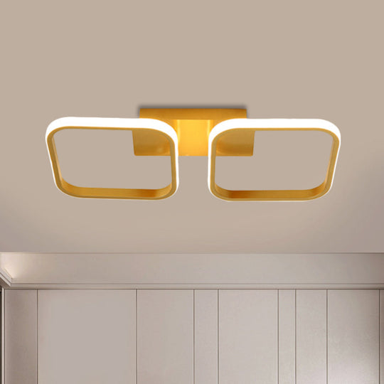 Gold Semi - Mount Led Ceiling Lamp For Modern Study Room With Acrylic And Warm/White Lighting