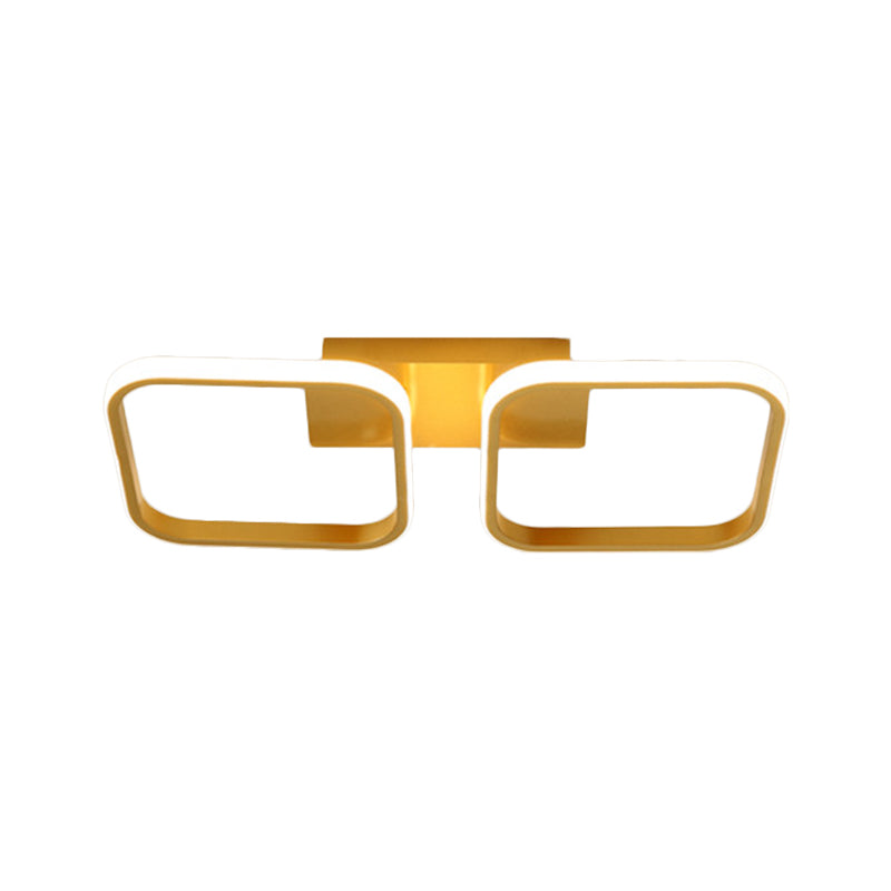 Gold Semi - Mount Led Ceiling Lamp For Modern Study Room With Acrylic And Warm/White Lighting