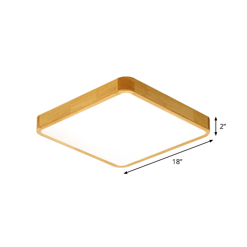 Modern Led Flush Mount Fixture - Beige Square Ceiling Light With Acrylic Shade Warm/White Available