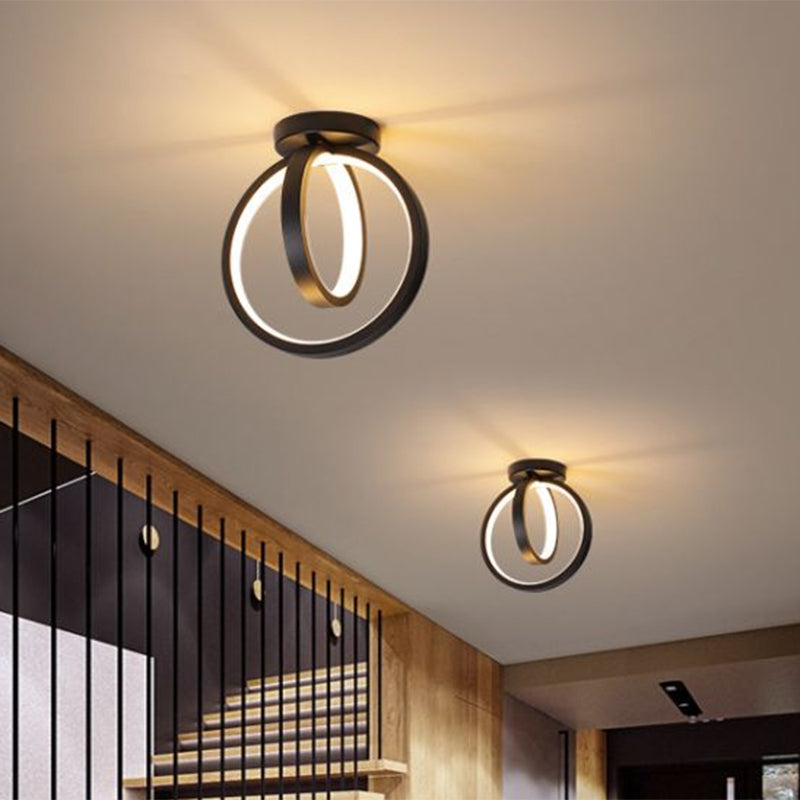 Minimalist Led Flush Mount Light For Hallways - Circular Black/Gold Warm/White