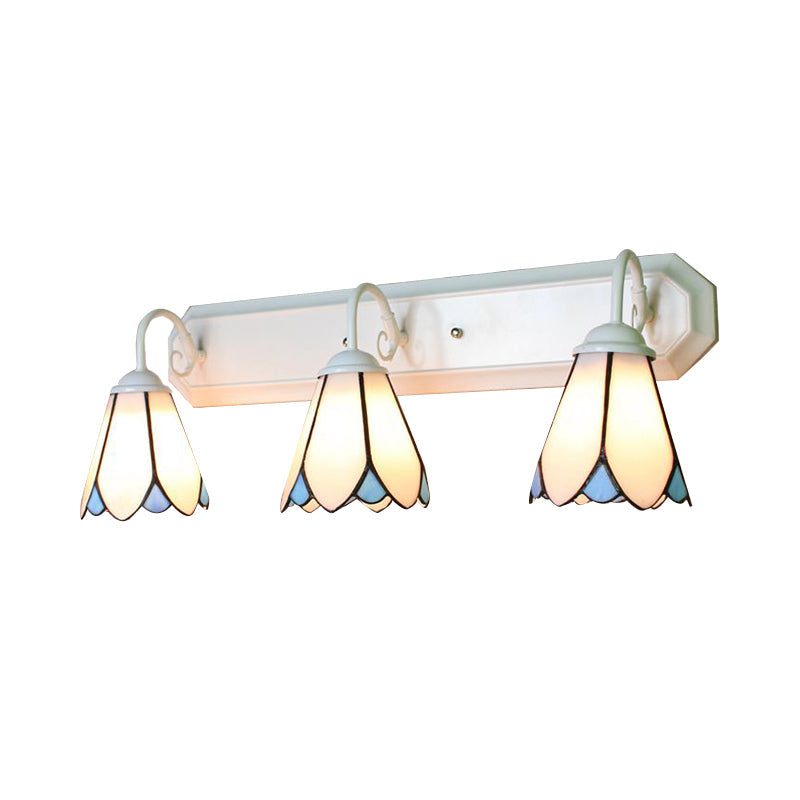 Tiffany Lily White Glass Sconce Light - 3-Light Wall Mounted Lighting For Bedroom