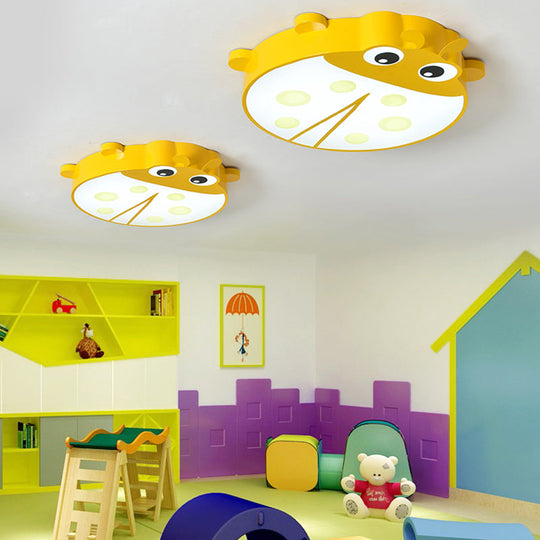 Ladybug Cartoon Ceiling Light: Acrylic & Metal Mount For Kindergarten