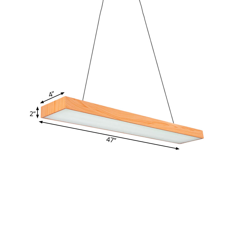 Minimal Wooden Led Pendant Lamp - 4’/8’/12’ Wide Beige Office Ceiling Hanging