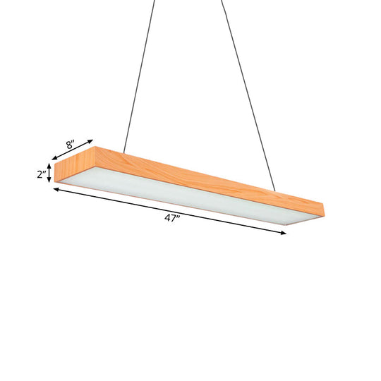Minimal Wooden Led Pendant Lamp - 4’/8’/12’ Wide Beige Office Ceiling Hanging