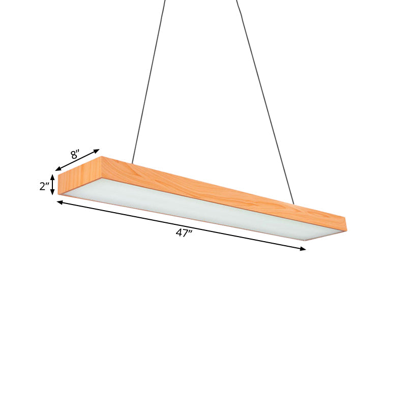 Minimal Rectangular Wooden Led Pendant Lamp - 4/8/12 Wide Beige Office Ceiling Hanging Light (A/B)