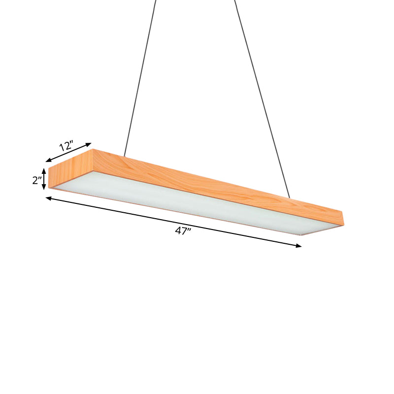 Minimal Rectangular Wooden Led Pendant Lamp - 4/8/12 Wide Beige Office Ceiling Hanging Light (A/B)