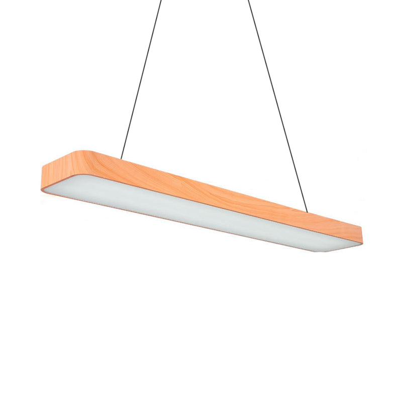 Minimal Rectangular Wooden Led Pendant Lamp - 4/8/12 Wide Beige Office Ceiling Hanging Light (A/B)