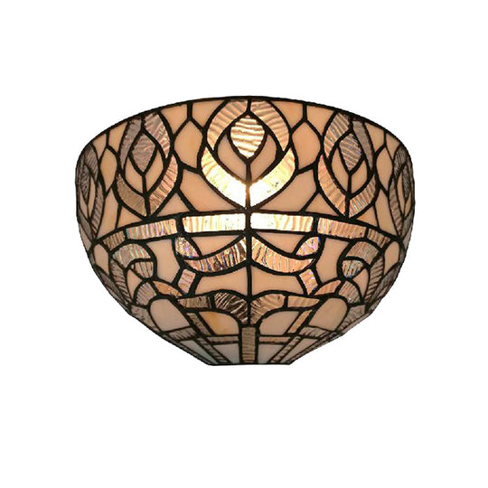 Peacock Tiffany Style Mini Bowl Sconce Wall Mount Light With Stained Glass