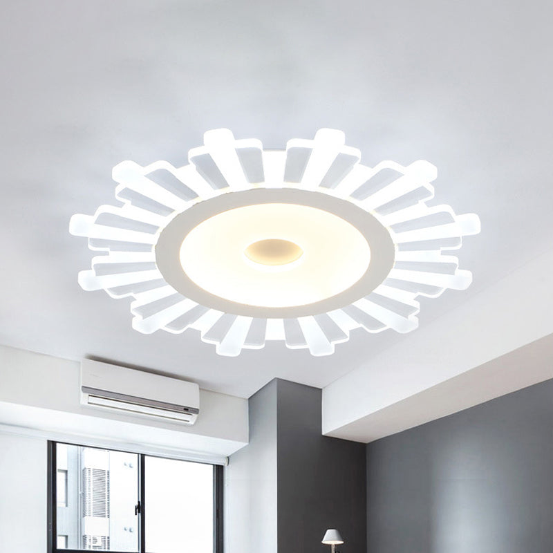 Modern White Acrylic Sun Shape Flush Light - Office Ceiling Mount / 16.5