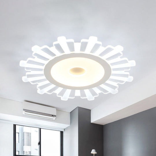 Modern White Acrylic Sun Shape Flush Light - Office Ceiling Mount / 16.5