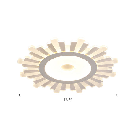 Modern White Acrylic Sun Shape Flush Light - Office Ceiling Mount