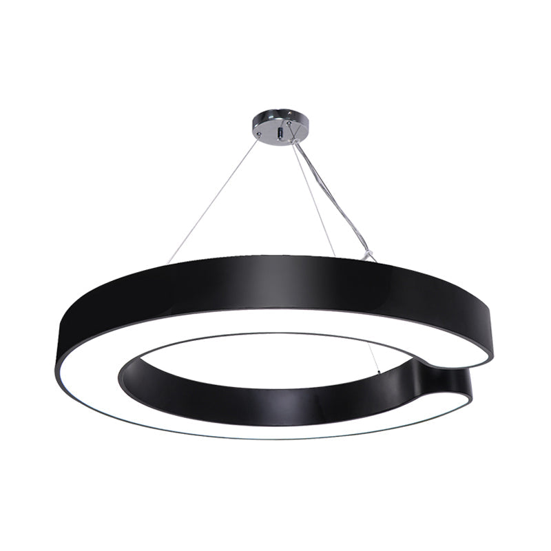 Minimalist Metal Led C-Shaped Hanging Pendant Lamp - 19.5/23.5/31.5 Width (White/Black