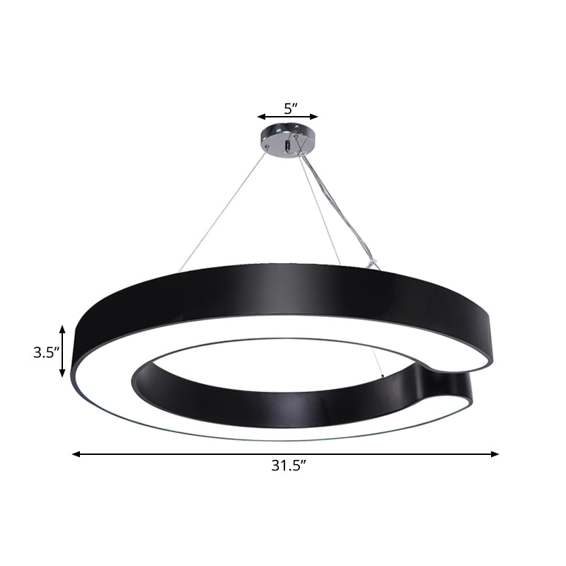 Minimalist Metal Led C-Shaped Hanging Pendant Lamp - 19.5/23.5/31.5 Width (White/Black