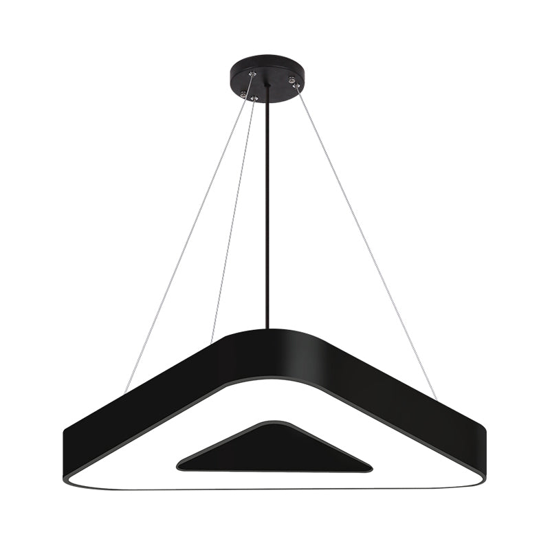 Modern Triangle Pendant Lamp - Metal Led Hanging Light For Office With White/Black Finish And Wide