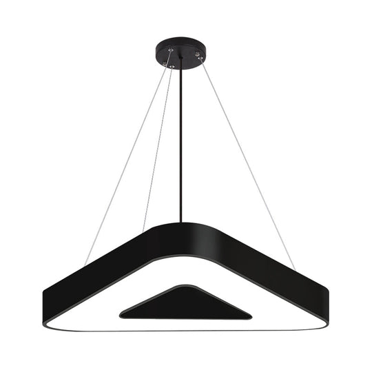 Modern Triangle Pendant Lamp With Led Lighting For Offices - Available In White Or Black Finish