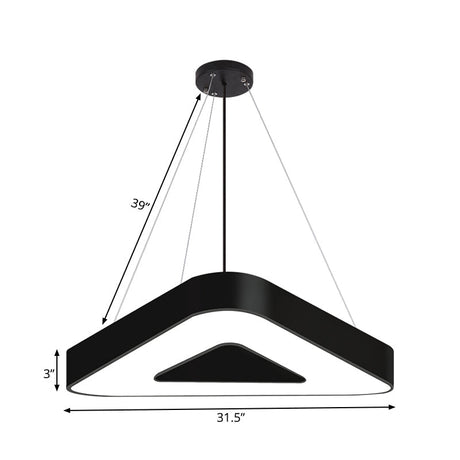 Modern Triangle Pendant Lamp With Led Lighting For Offices - Available In White Or Black Finish