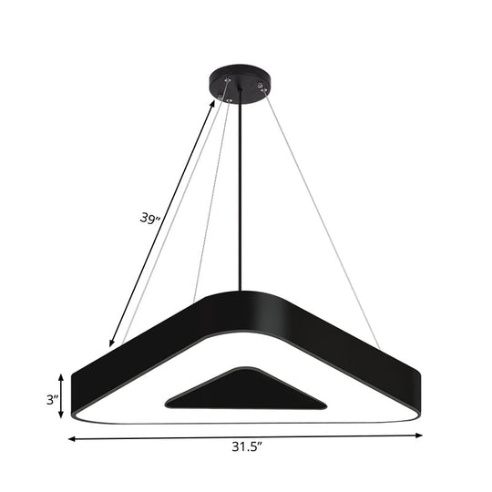 Modern Triangle Pendant Lamp With Led Lighting For Offices - Available In White Or Black Finish