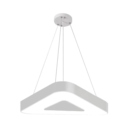 Modern Triangle Pendant Lamp - Metal Led Hanging Light For Office With White/Black Finish And Wide