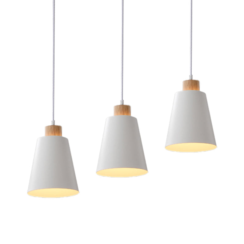 Modern Bucket Pendant Lamp In Metallic White Finish - Stylish Hanging Light For Hallway With