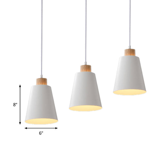 Modern Bucket Shade Pendant Lamp - Metallic White Finish Hanging Light For Hallway With Canopy