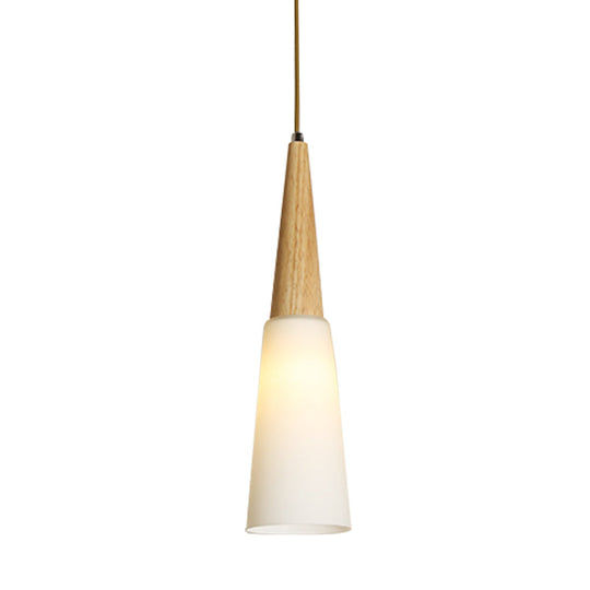 Opal Glass Slim Cone Pendant Light In White - Simple Style For Corridor/Hanging Lamp