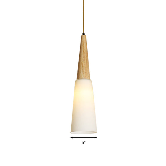 Opal Glass Slim Cone Pendant Light In White - Simple Style For Corridor/Hanging Lamp