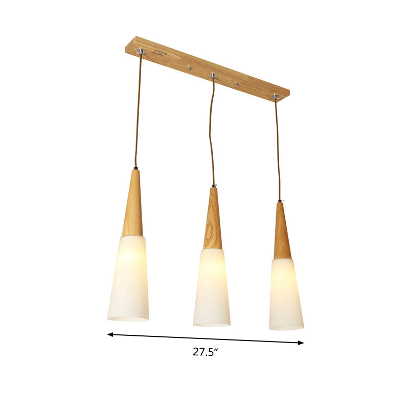 Opal Glass Slim Cone Pendant Light In White - Simple Style For Corridors