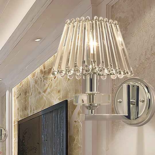 Modern Pyramid Crystal Wall Light With Chrome Finish For Living Room Décor
