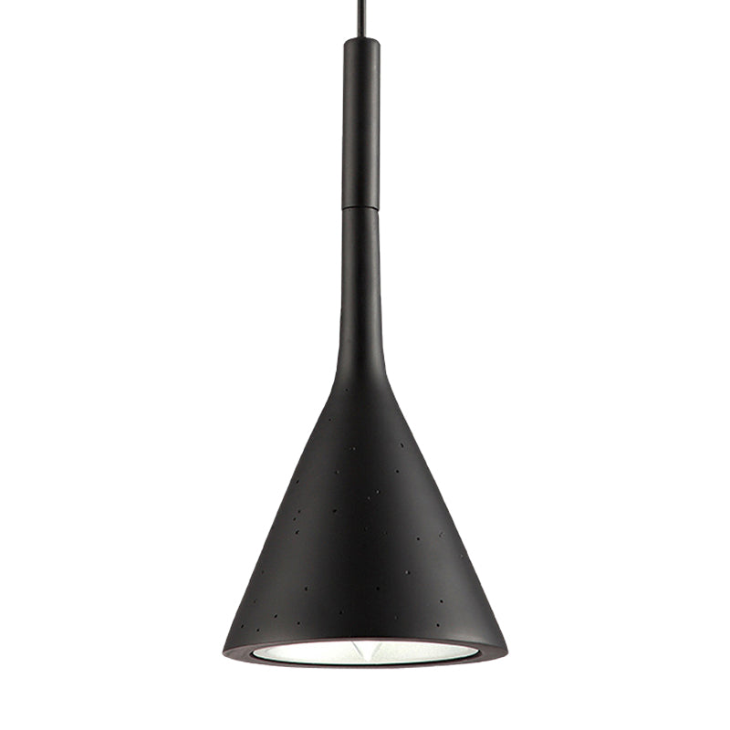 Sleek Conical Pendant Light - Iron Simple Style Monochrome Dining Table Lamp